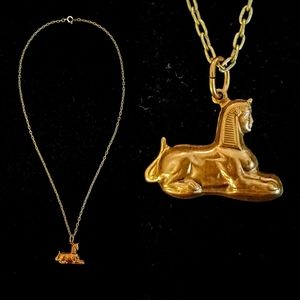 Vintage 1950s Egyptian Revival Sphinx Necklace 